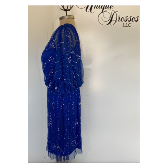Adrianna Papell sequins draped one shoulder blouson dress - Picture 5 of 6